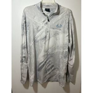 Realtree Pullover‎ Men Large White Camouflage  1/4 Zip Fishing Outdoor